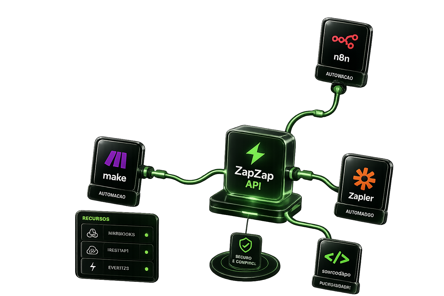 ZapZap API conectando N8N, Make, Zapier e código próprio